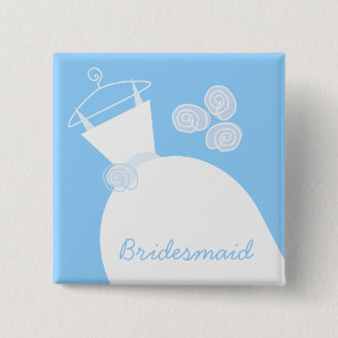 Wedding Gown Blue 'Bridesmaid' square 15 Cm Square Badge