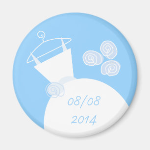 Wedding Gown Blue 'Date' fridge magnet