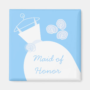 Wedding Gown Blue 'Maid of Honour' Magnet