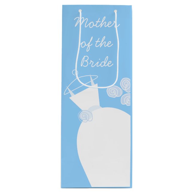 Wedding Gown Blue Mother of the Bride wine Gift Bag (Front)