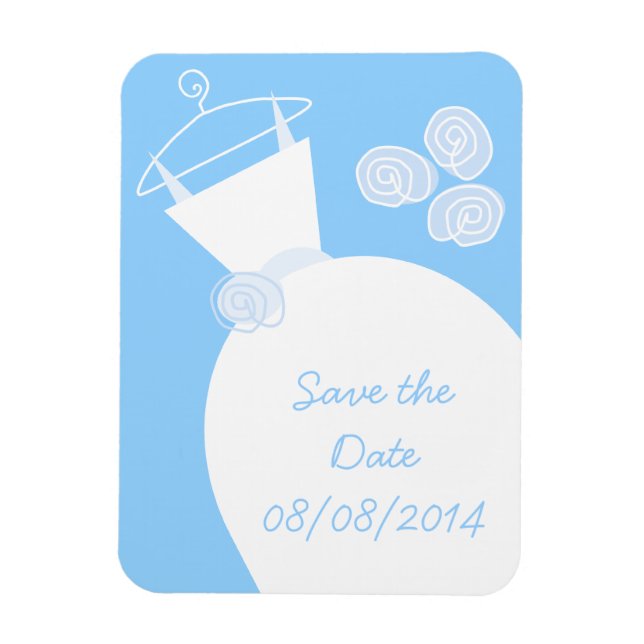 Wedding Gown Blue 'Save the Date' Magnet (Vertical)