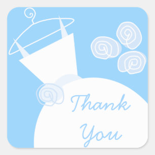 Wedding Gown Blue 'Thank You' sticker square