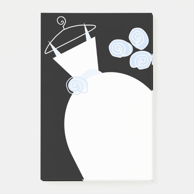 Wedding Gown Blue vertical black post-it note (Front)