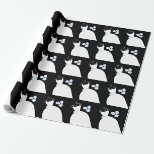 Wedding Gown Blue wrapping paper black