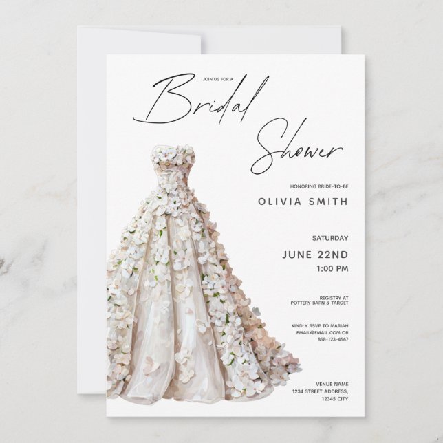 Wedding Gown Bridal Shower Invitation (Front)