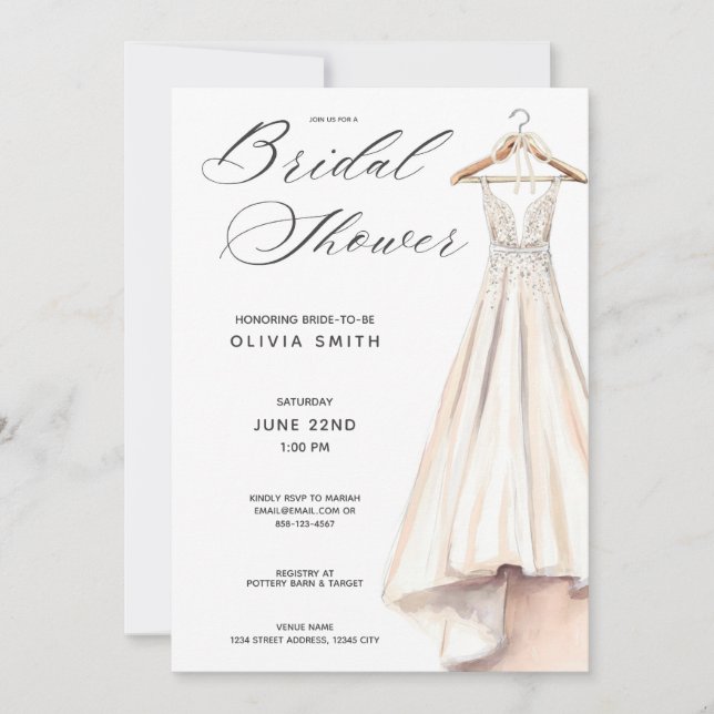 Wedding Gown Bridal Shower Invitation (Front)
