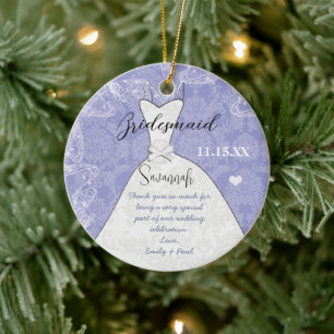 Wedding Gown Bridesmaid Butterfly Choose Colour Ceramic Ornament