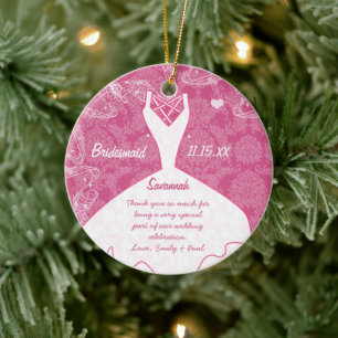 Wedding Gown Bridesmaid Choose Background Colour Ceramic Ornament