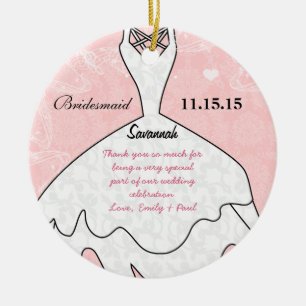 Wedding Gown Bridesmaid Choose Background Colour Ceramic Tree Decoration