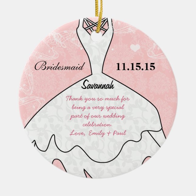 Wedding Gown Bridesmaid Choose Background Colour Ceramic Tree Decoration (Front)