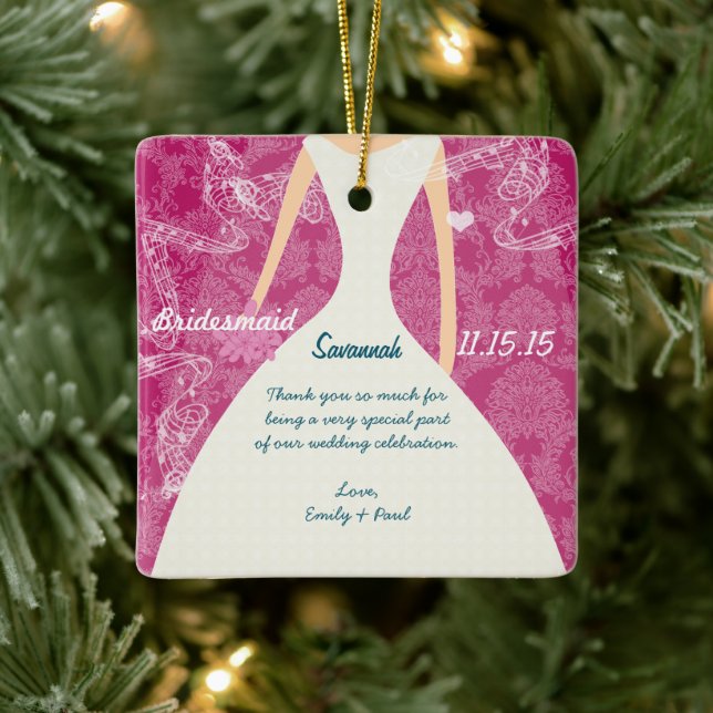 Wedding Gown Bridesmaid Choose Colours Ceramic Ornament (Tree)