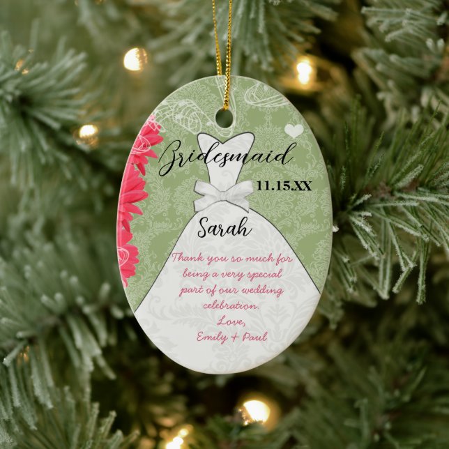 Wedding Gown Bridesmaid Gerber Daisy Choose Colour Ceramic Tree Decoration (Tree)