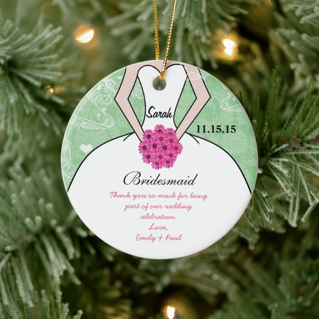 Wedding Gown Bridesmaid Wedding- You Choose Colour Ceramic Ornament (Tree)