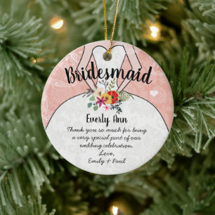 Wedding Gown Bridesmaid Wedding- You Choose Colour Ceramic Ornament