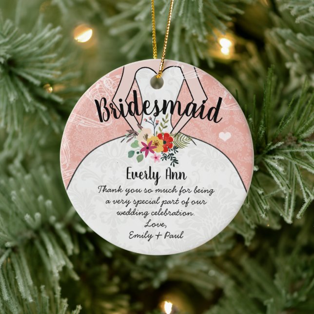 Wedding Gown Bridesmaid Wedding- You Choose Colour Ceramic Ornament (Tree)