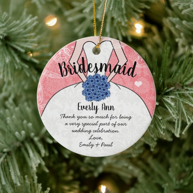 Wedding Gown Bridesmaid Wedding- You Choose Colour Ceramic Ornament (Tree)