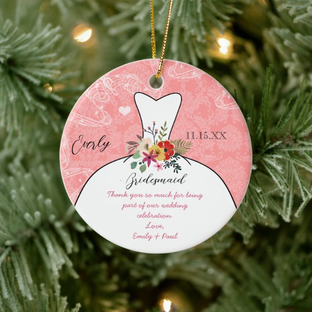 Wedding Gown Bridesmaid Wedding- You Choose Colour Ceramic Tree Decoration (Tree)