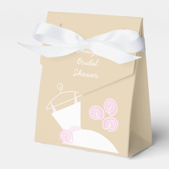 Wedding Gown Pink Beige Bridal Shower tent Favour Box (Front Side)