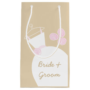 Wedding Gown Pink Beige Bride Groom small Gift Bag