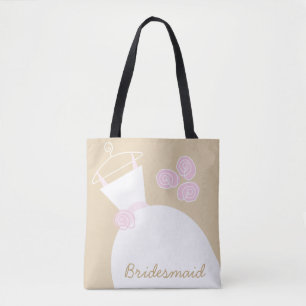 Wedding Gown Pink Beige Bridesmaid all over Tote Bag