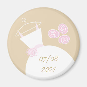 Wedding Gown Pink Beige 'Date' fridge magnet