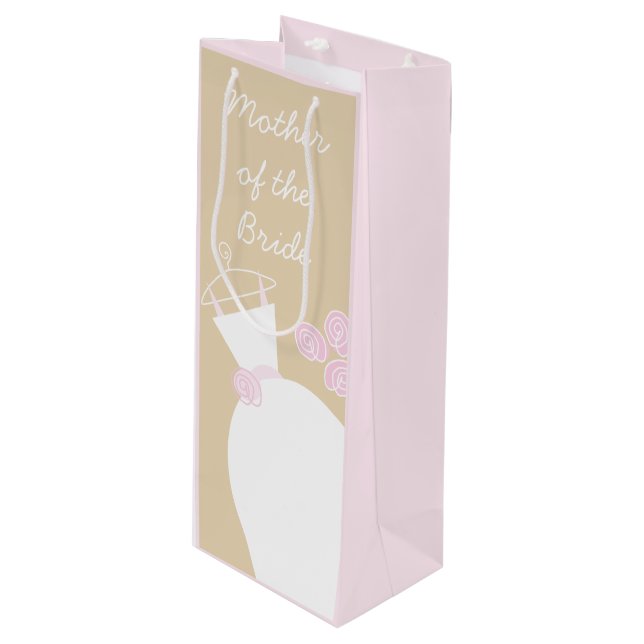 Wedding Gown Pink Beige Mother Bride pink wine Wine Gift Bag (Front Angled)