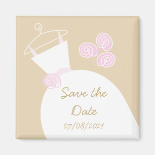 Wedding Gown Pink Beige 'Save the date' Magnet