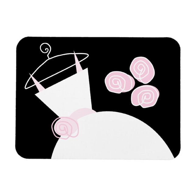 Wedding Gown Pink black horizontal Magnet (Horizontal)