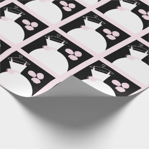Wedding Gown Pink black pastel Wrapping Paper