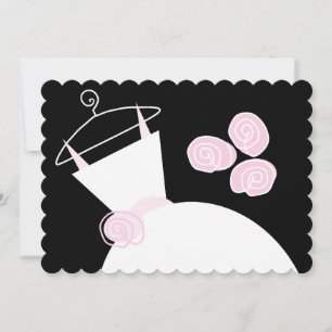 Wedding Gown Pink bridal shower black pastel Invitation