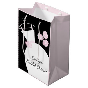 Wedding Gown Pink Bridal Shower black pastel med Medium Gift Bag