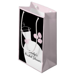 Wedding Gown Pink Bridal Shower black pastel small Small Gift Bag