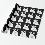 Wedding Gown Pink 'Bridal Shower' black Wrapping Paper<br><div class="desc">Pretty bridal themed wrapping paper in shades of pink featuring a stylised wedding gown and flowers on a black background. A customisable design for you to personalise with your own text,  pictures and ideas.</div>