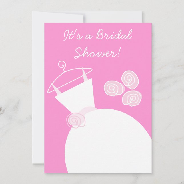 Wedding Gown Pink bridal shower invitation (Front)