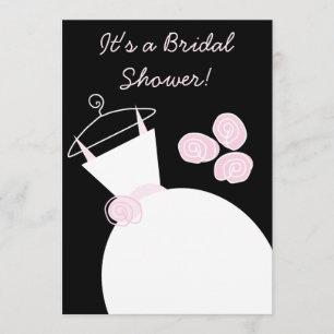 Wedding Gown Pink bridal shower invitation black