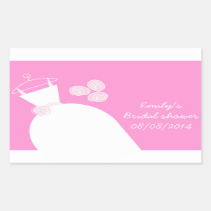 Wedding Gown Pink 'Bridal Shower' rectangle Rectangular Sticker