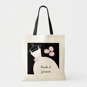 Wedding Gown Pink 'Bride and Groom' black Tote Bag