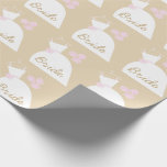 Wedding Gown Pink 'Bride' beige Wrapping Paper<br><div class="desc">Pretty bridal themed wrapping paper in shades of pink featuring a stylised wedding gown and flowers on a beige colour change background. A customisable design for you to personalise with your own text,  pictures and ideas.</div>