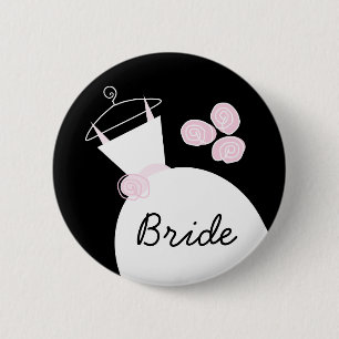 Wedding Gown Pink 'Bride' button black