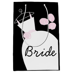 Wedding Gown Pink Bride gift bag black medium