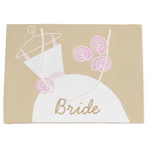 Wedding Gown Pink Bride gift bag large