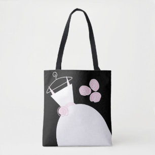 Wedding Gown Pink Bridesmaid black pastel text Tote Bag