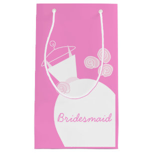Wedding Gown Pink Bridesmaid small Gift Bag