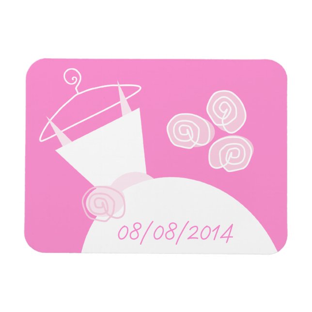 Wedding Gown Pink 'Date' horizontal Magnet (Horizontal)