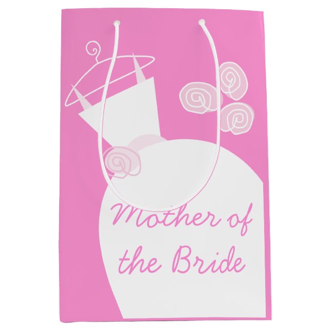 Wedding Gown Pink Mother of Bride medium Gift Bag (Front)