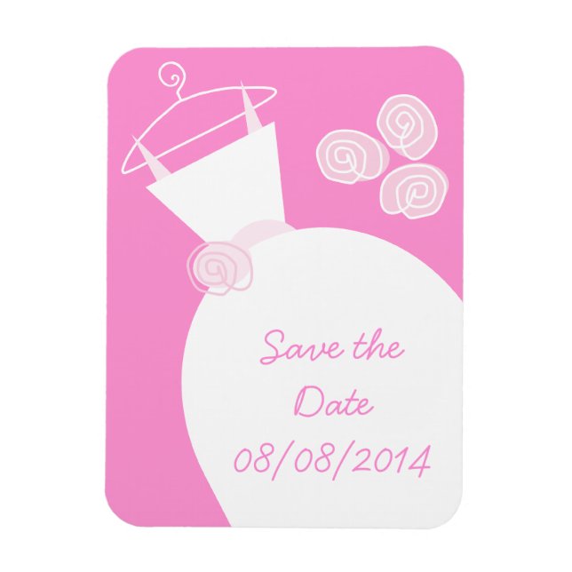 Wedding Gown Pink 'Save the Date' Magnet (Vertical)