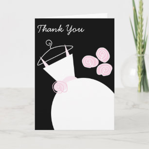 Wedding Gown Pink 'Thank You' black vertical Thank You Card