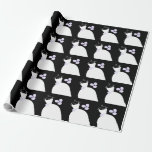 Wedding Gown Purple black Wrapping Paper<br><div class="desc">Pretty bridal themed wrapping paper in shades of purple featuring a stylised wedding gown and flowers on a black background. A customisable design for you to personalise with your own text,  pictures and ideas.</div>