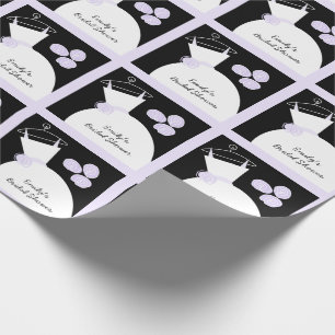 Wedding Gown Purple 'Bridal Shower' black pastel Wrapping Paper