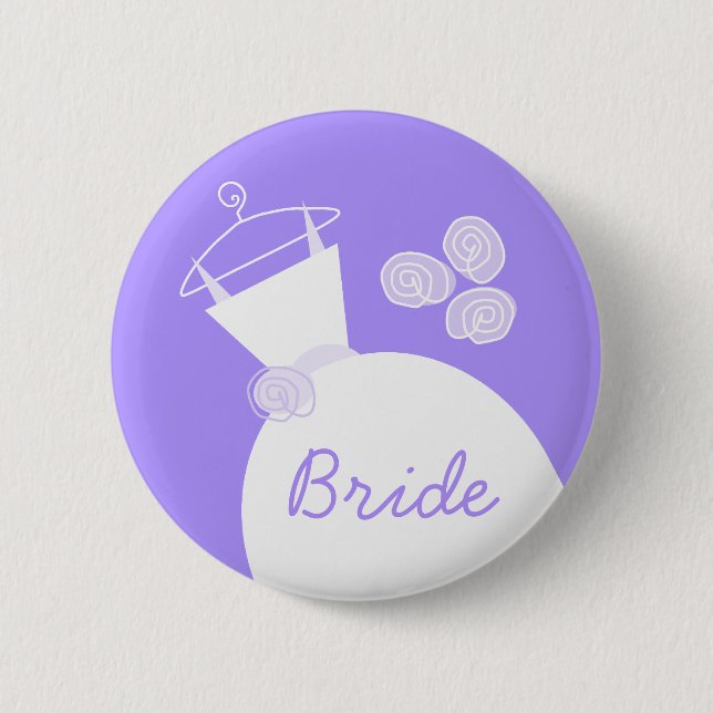 Wedding Gown Purple 'Bride' button (Front)